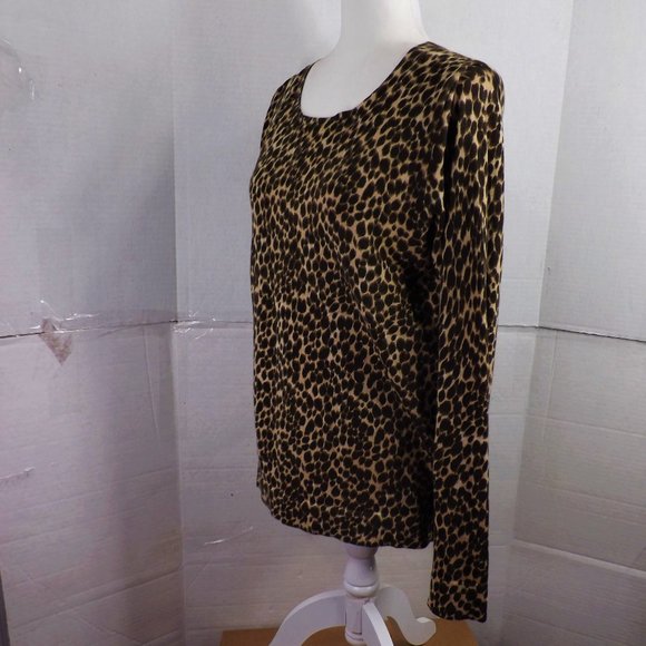J. Crew Factory Tops - J Crew Spotted Cheetah Thin Knit "TEDDIE" Top M